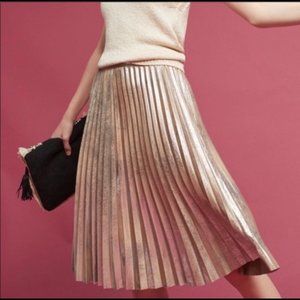 Anthro - Maeve Pleated Metallic Midi Skirt Size XS